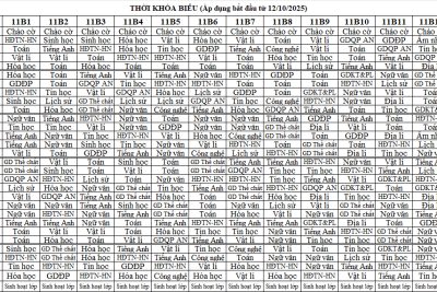 Thời khóa biểu lần 3